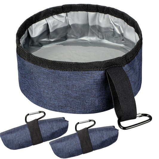 2 Pack Portable Dog Bowls Foldable Travel Dog Dish Portable Dog Water Bowl Water and Food Bowls Pet Hiking Accessories for Small and Large Dogs (Dark Blue 40 oz)