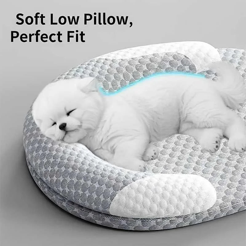 Summer Cooling Dog Bed Ice Silk Cat Mat Breathable Oval Pet Nest Heat