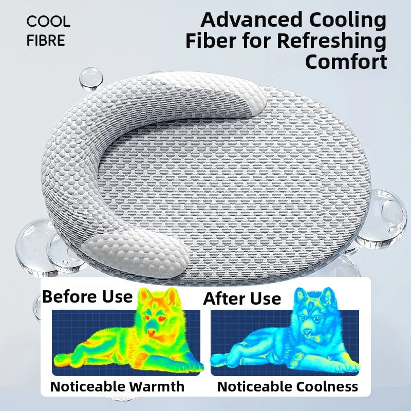 Summer Cooling Dog Bed Ice Silk Cat Mat Breathable Oval Pet Nest Heat