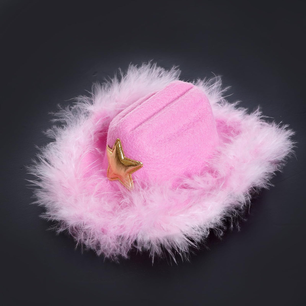 choyaxo Dog Cowboy Hat with Feather Mini Dog Cowboy Costume for Small Pet Dogs Cat Party Accessories (Pink Small)